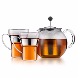 Bodum K1801-16CAR, Teapot set, Chrome, Transparent, Borosilicate glass, Plastic, Silicone, Stainless steel, Infuser filter, 2 ...
