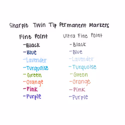 Sharpie Twin-Tip Permanent Markers  Ultra Fine and Fine Point  12-Count (Black)