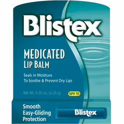 Blistex Medicated Lip Balm with SPF 15 for Dryness Chapping and Soothes Irritated Lips 0.15 Ounce (Pack of 8)