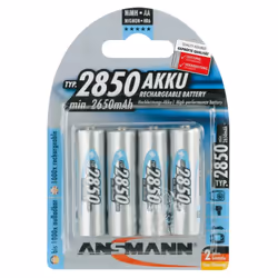 Ansmann 5035212, Rechargeable battery, Nickel-Metal Hydride (NiMH), 1.2 V, 4 pc(s), 2850 mAh, Blue, Silver