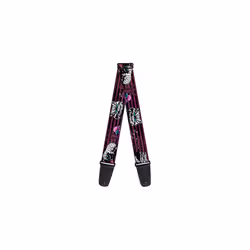 Buckle-Down GS-WDY117 Guitar Strap Cheshire Cat Face Poses Stripe Purple Black White, 2" Wide - 29-54" Length