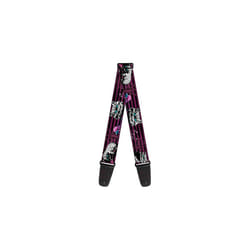Buckle-Down GS-WDY117 Guitar Strap Cheshire Cat Face Poses Stripe Purple Black White, 2" Wide - 29-54" Length