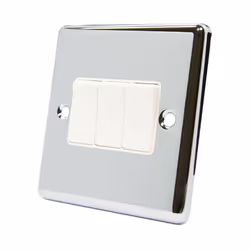 AET CPC3GSWIWH 10 A 3-Gang 2-Way Polished Chrome Classical Triple Light Switch with White Insert Plastic Switches