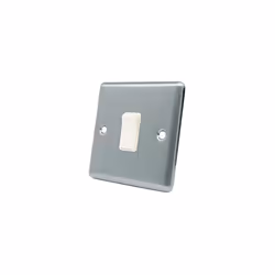 AET CSC1GSWIWHI Satin Chrome Classical Intermediate White Insert Plastic Rocker Switch-10 Amp Single 1 Gang Light Switch, 240 ...