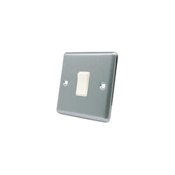 AET CSC1GSWIWHI Satin Chrome Classical Intermediate White Insert Plastic Rocker Switch-10 Amp Single 1 Gang Light Switch, 240 V
