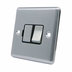 AET CSCSFSBS 13 A Satin Finish Chrome Classical Switched Fused Spur Connection Unit with Black Insert Metal Rocker Switch