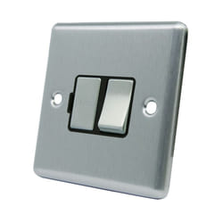 AET CSCSFSBS 13 A Satin Finish Chrome Classical Switched Fused Spur Connection Unit with Black Insert Metal Rocker Switch