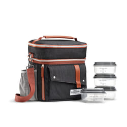 Fit & Fresh Foundry Extra Large Insulated Lunch Box for Men & Women  Large Lunch Bag for Meal Prep  Double Decker Adult Lunch Box for Men with Contain