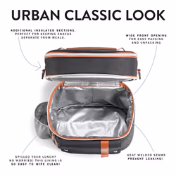 Fit & Fresh Foundry Extra Large Insulated Lunch Box for Men & Women  Large Lunch Bag for Meal Prep  Double Decker Adult Lunch Box for Men with Contain