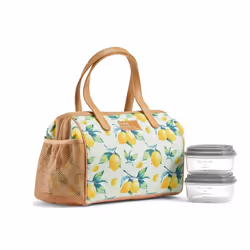 Fit  Fresh Cloverdale Adult Insulated Lunch Bag with Side Pouch  Carry Handles  Complete Lunch Kit Includes 2 Containers  Lem ...