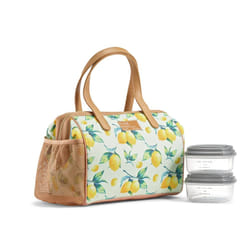 Fit  Fresh Cloverdale Adult Insulated Lunch Bag with Side Pouch  Carry Handles  Complete Lunch Kit Includes 2 Containers  Lemo