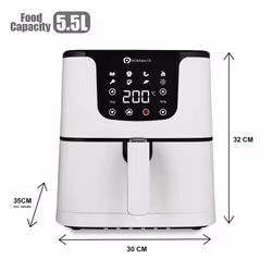 PureMate 5.5L Air Fryer Low Fat Oil Free Healthy Air Fryer 1700W White