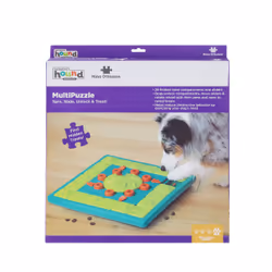 Outward Hound MultiPuzzle Interactive Dog Treat Puzzle Toy, Blue