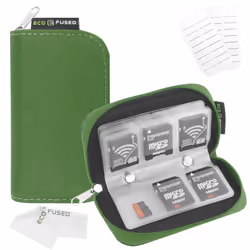 EcoFused Memory Card Case Fits up to 22x SD SDHC Micro SD Mini SD and 4X CF Holder with 22 Slots (Green)