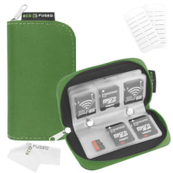 EcoFused Memory Card Case  Fits up to 22x SD  SDHC  Micro SD  Mini SD and 4X CF  Holder with 22 Slots (Green)