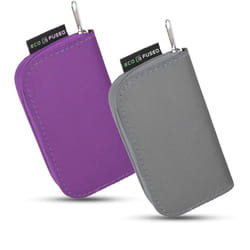 EcoFused Memory Card Case  Fits up to 22x SD  SDHC  Micro SD  Mini SD and 4X CF  Holder with 22 Slots (Grey & Purple  2 Pack)