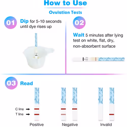 50 Ovulation Test Strips-Width of 5mm-Powered by Premom Ovulation Predictor iOS and Android App