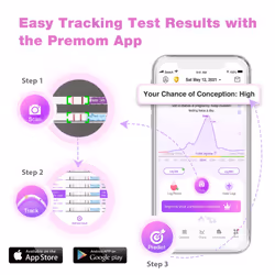 40 x Ovulation Test Strips and 10 x Pregnancy Test Strips - Fertility Test Kit, Powered by Premom Ovulation Predictor iOS and Android App (40 LH +10