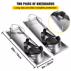 VEVOR Concrete Knee Boards 28'' x 8'' Slider Knee Boards  Kneeler Board Stainless Steel Concrete Sliders 2 Pair of Moving Sliders w/Concrete Knee Pads