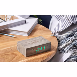 Gingko Design Flip Click Clock Digital alarm clock Grey, Wood