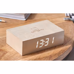 Gingko Design Flip Click Clock, Digital alarm clock, Rectangle, Maple colour, White, 12/24h, Touch, China