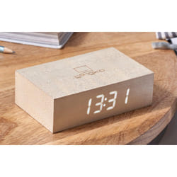 Gingko Design Flip Click Clock Digital alarm clock Maple colour, White