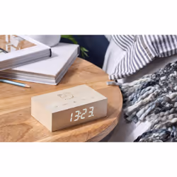 Gingko Design Flip Click Clock Digital alarm clock Maple colour, White