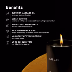 LELO Flickering Touch Massage Candle  Melts into Massage Oil  Scented Candle Body Massage Oil  Luxury Skin Treatment  Black Pepper & Pomegranate Scent