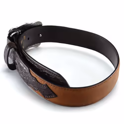 ARIAT Boy's Western Belt - Distressed Brown Leather with Antiqued Silver Buckle and Floral Accents - Brown  Size 20