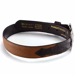 ARIAT Boy's Western Belt - Distressed Brown Leather with Antiqued Silver Buckle and Floral Accents - Brown  Size 20