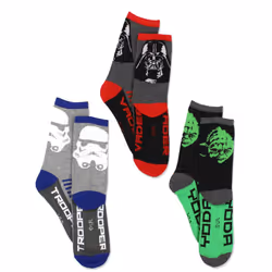 STAR WARS Boys 3 pack Socks (Shoe: 10-4 (Sock: 6-8)  Grey/Multi Crew)