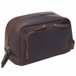 Polare Vintage Full Grain Leather Handmade Travel Toiletry Bag for Men - Dopp Kit - Shaving Kit with YKK Metal Zippers A-Dark ...