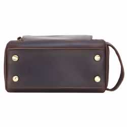 Polare Vintage Full Grain Leather Handmade Travel Toiletry Bag for Men - Dopp Kit - Shaving Kit with YKK Metal Zippers A-Dark Brown