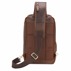 Polare Modern Style Sling Shoulder Bag Mens Travel/Hiking Daypack with Full Grain Italian Leather and YKK Zippers