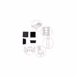 12 Pieces Black Plastic Square Blanking End Caps Inserts 40mm x 40mm