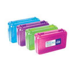 BAZIC Plastic Pencil Case Utility Storage Box  Glitter Bright Color  Multi Purpose Organizer for Pens Pencils  4-Pack