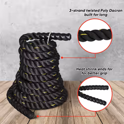 ZENY Exercise Battle Rope 1.5/2 Inch Diameter 30ft/40ft/50ft Length Poly Dacron Workout Exercise Training Rope Core Strength Muscles Building Conditi