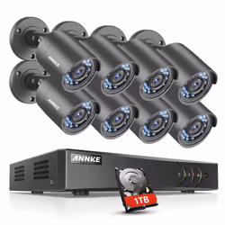 ANNKE CCTV Camera Systems 8CH+2CH 1080P Lite H.264+ DVR w/ 8 720P Outdoor HD-TVI Bullet Cameras, 1TB Surveillance Hard Drive, ...