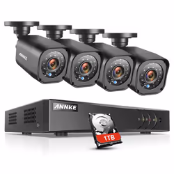 ANNKE 4CH+1CH 1080P Lite DVR Security Camera Systems 1TB Surveillance HDD, w/ 4x 720P In/Outdoor Bullet Cameras, All-weather  ...