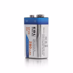 EBL 9 Volt PP3 280mAh Rechargeable Batteries, 4 Pack 9V Ni-MH Batteries