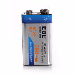 EBL 9 Volt PP3 280mAh Rechargeable Batteries, 4 Pack 9V Ni-MH Batteries