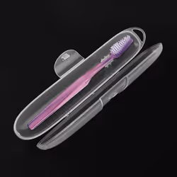 Cosmos Pack of 4 Transparent Plastic Portable Travel Toothbrush Case Holder Organizer with Hook for Travel Use
