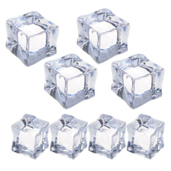 Cosmos 8 Pcs Fake Clear Acrylic Plastic Ice Cubes Square Shape for Display & Photography