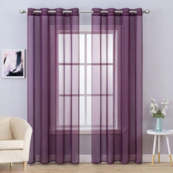 MIULEE 2 Panels Solid Color Plum Purple Sheer Curtains Elegant Grommet Window Voile Panels/Drapes/Treatment for Bedroom Living Room (54X96 Inch)