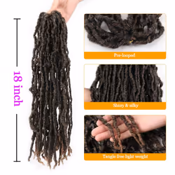 18 Inch New Faux Locs Crochet Hair Soft Locs Crochet Hair Extension Faux Locs Synthetic Crochet Hair for Women 6 Packs/Lot 126 Strands (18 Inch  T1B/2