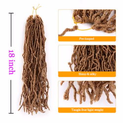 18 Inch Faux Locs Crochet Hair Soft Locs Crochet Braids 6 Packs/lot Natural Goddess Locs Dreadlocs Synthetic Hair Pre Looped Locs Braiding Hair for Wo