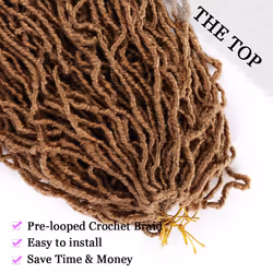 18 Inch Faux Locs Crochet Hair Soft Locs Crochet Braids 6 Packs/lot Natural Goddess Locs Dreadlocs Synthetic Hair Pre Looped Locs Braiding Hair for Wo