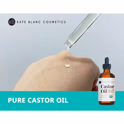 Kate Blanc Cosmetics Organic Castor Oil (4oz). 100% Pure  Cold Pressed  Hexane Free in a Glass Bottle. Stimulate Growth for Eyelashes  Eyebrows  Hair.
