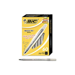 Bic GSM609-BK Round Stic Ballpoint Pen  Black Ink  Medium Point  1.0 mm  60 per Box