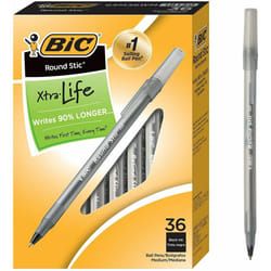 Bic Pens Black Round Stic Xtra Life Ballpoint ,  Pack 36-Count